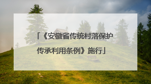 《安徽省传统村落保护传承利用条例》施行