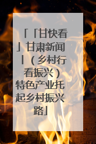 「甘快看」甘肃新闻丨（乡村行 看振兴）特色产业托起乡村振兴路