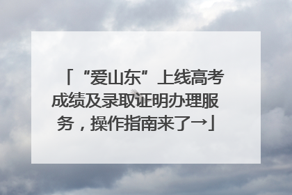 “爱山东”上线高考成绩及录取证明办理服务，操作指南来了→