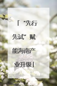 “先行先试”赋能海南产业升级