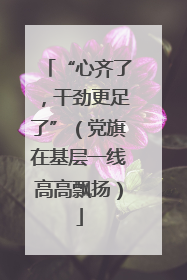 “心齐了，干劲更足了”（党旗在基层一线高高飘扬）