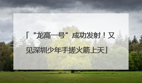 “龙高一号”成功发射！又见深圳少年手搓火箭上天