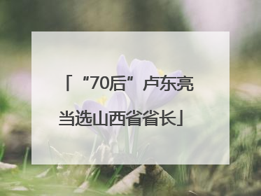 “70后”卢东亮当选山西省省长