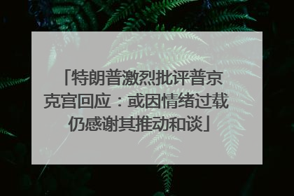 特朗普激烈批评普京 克宫回应：或因情绪过载 仍感谢其推动和谈