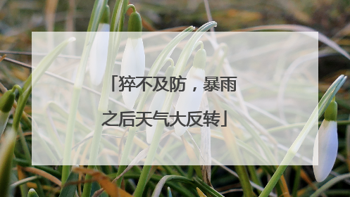 猝不及防，暴雨之后天气大反转