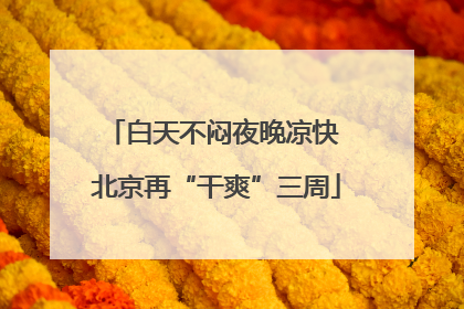 白天不闷夜晚凉快 北京再“干爽”三周