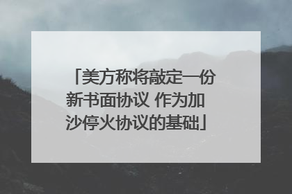 美方称将敲定一份新书面协议 作为加沙停火协议的基础
