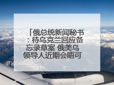 俄总统新闻秘书：待乌克兰回应备忘录草案 俄美乌领导人近期会晤可能性小