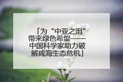 为“中亚之泪”带来绿色希望——中国科学家助力破解咸海生态危机