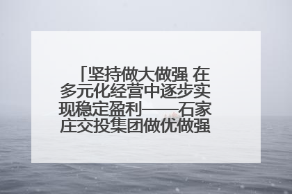 坚持做大做强 在多元化经营中逐步实现稳定盈利——石家庄交投集团做优做强典型报道之三