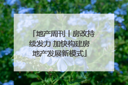 地产周刊丨房改持续发力 加快构建房地产发展新模式