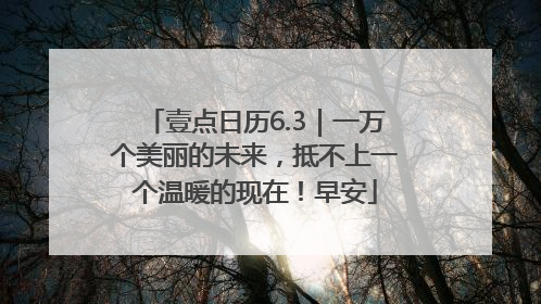 壹点日历6.3｜一万个美丽的未来，抵不上一个温暖的现在！早安
