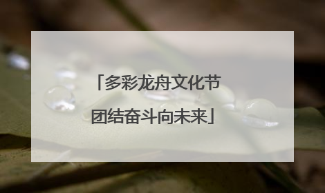 多彩龙舟文化节 团结奋斗向未来