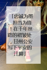 忠诚为墨、担当为锋！在千年丝路的褶皱处，甘州公安写下平安的注脚