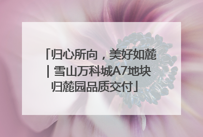 归心所向，美好如麓｜雪山万科城A7地块归麓园品质交付