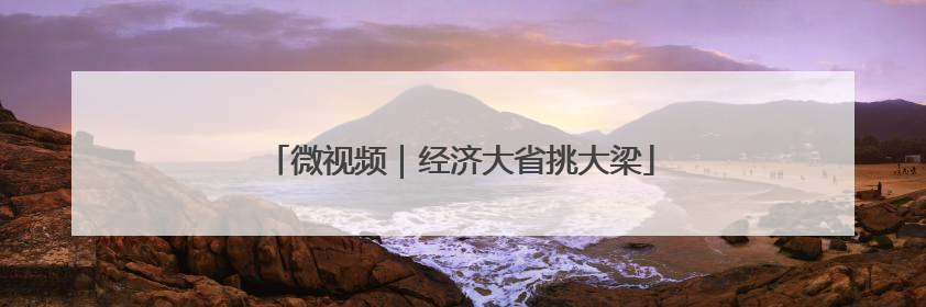 微视频｜经济大省挑大梁