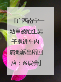 广西南宁一幼童被陌生男子抱进车内 属地派出所回应：系误会