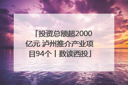投资总额超2000亿元 泸州推介产业项目94个丨数读西投