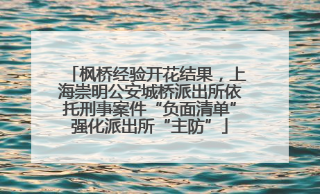 枫桥经验开花结果，上海崇明公安城桥派出所依托刑事案件“负面清单”强化派出所“主防”
