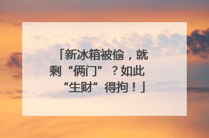 新冰箱被偷，就剩“俩门”？如此“生财”得拘！