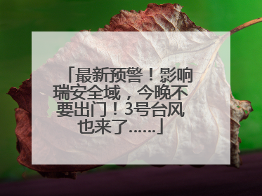 最新预警！影响瑞安全域，今晚不要出门！3号台风也来了……
