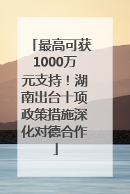 最高可获1000万元支持！湖南出台十项政策措施深化对德合作
