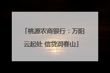 桃源农商银行：万阳云起处 信贷润春山