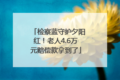 检察蓝守护夕阳红！老人4.6万元赔偿款拿到了