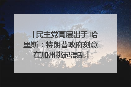 民主党高层出手 哈里斯：特朗普政府刻意在加州挑起混乱