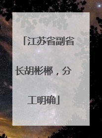 江苏省副省长胡彬郴，分工明确