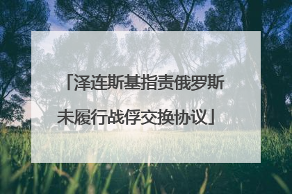 泽连斯基指责俄罗斯未履行战俘交换协议