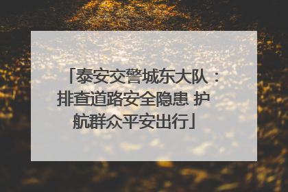 泰安交警城东大队：排查道路安全隐患 护航群众平安出行