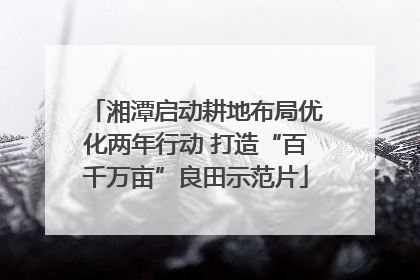 湘潭启动耕地布局优化两年行动 打造“百千万亩”良田示范片