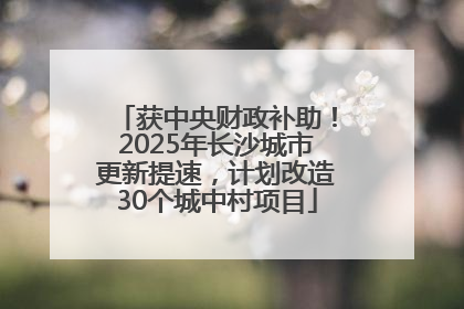 获中央财政补助！2025年长沙城市更新提速，计划改造30个城中村项目