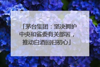 茅台集团：坚决拥护中央和省委有关部署，推动白酒回归初心