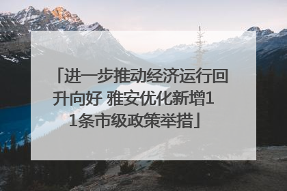 进一步推动经济运行回升向好 雅安优化新增11条市级政策举措