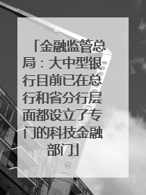 金融监管总局：大中型银行目前已在总行和省分行层面都设立了专门的科技金融部门