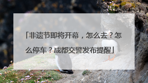 非遗节即将开幕，怎么去？怎么停车？成都交警发布提醒