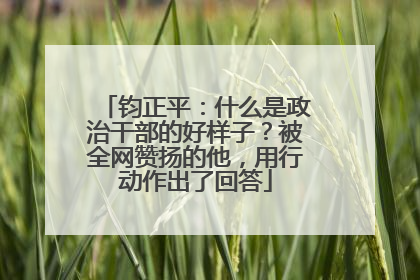 钧正平：什么是政治干部的好样子？被全网赞扬的他，用行动作出了回答