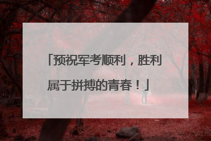 预祝军考顺利，胜利属于拼搏的青春！