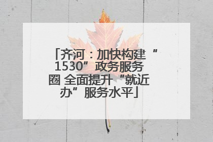 齐河：加快构建“1530”政务服务圈 全面提升“就近办”服务水平