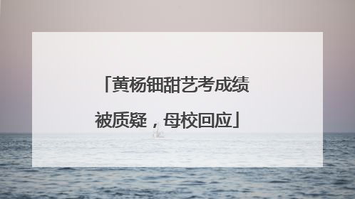 黄杨钿甜艺考成绩被质疑，母校回应